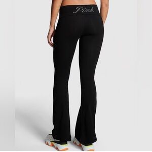 🖤VICTORIAS SECRET PINK COTTON FOLDOVER FLARE LEGGINGS SIZE MEDIUM REGULAR *NWT*🖤